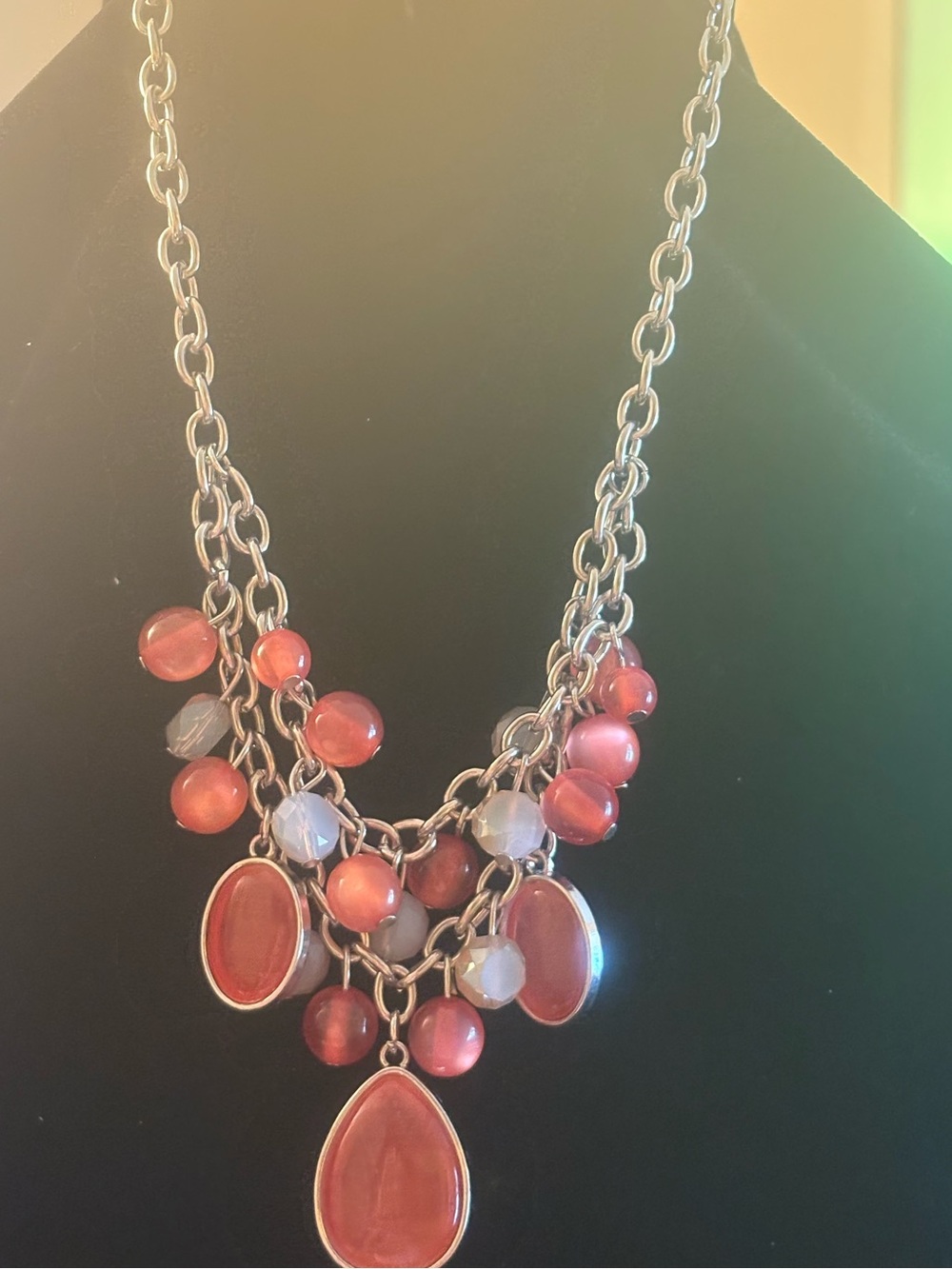 Peach Teardrop Statement Necklace - Women Jewelry